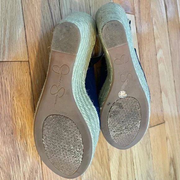 Jessica Simpson DP Purple Slingback Peep-toe Wedge Sandal Sz 6.5 - Picture 7 of 8